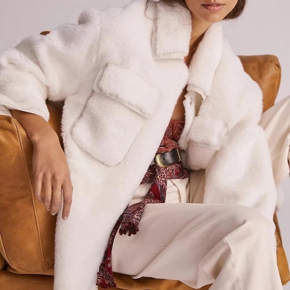 Maeve Anthropologie Cream Teddy Jacket - Picture 2 of 7